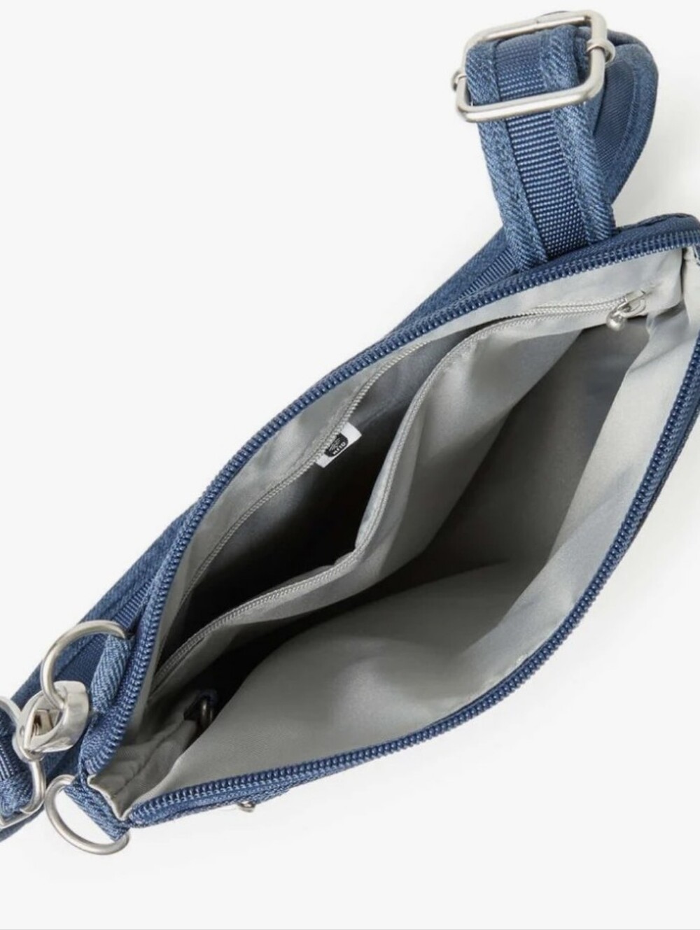 Baggallini Slim Crossbody Anti Theft Blue Grey NEW - Picture 8 of 13